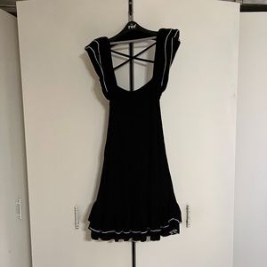 Bebe Knit Black Ruffle Dress, Size L